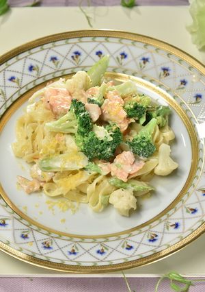 チューボーですよ！サーモンクリームパスタ-レシピのメイン写真