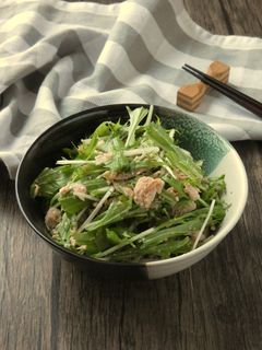 ツナと水菜のにんにく味噌和え-レシピのメイン写真