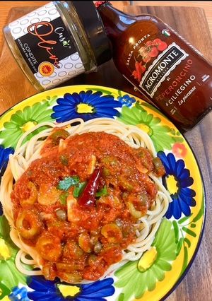 味付オリーブオイル漬と辛トマソースパスタ-レシピのメイン写真