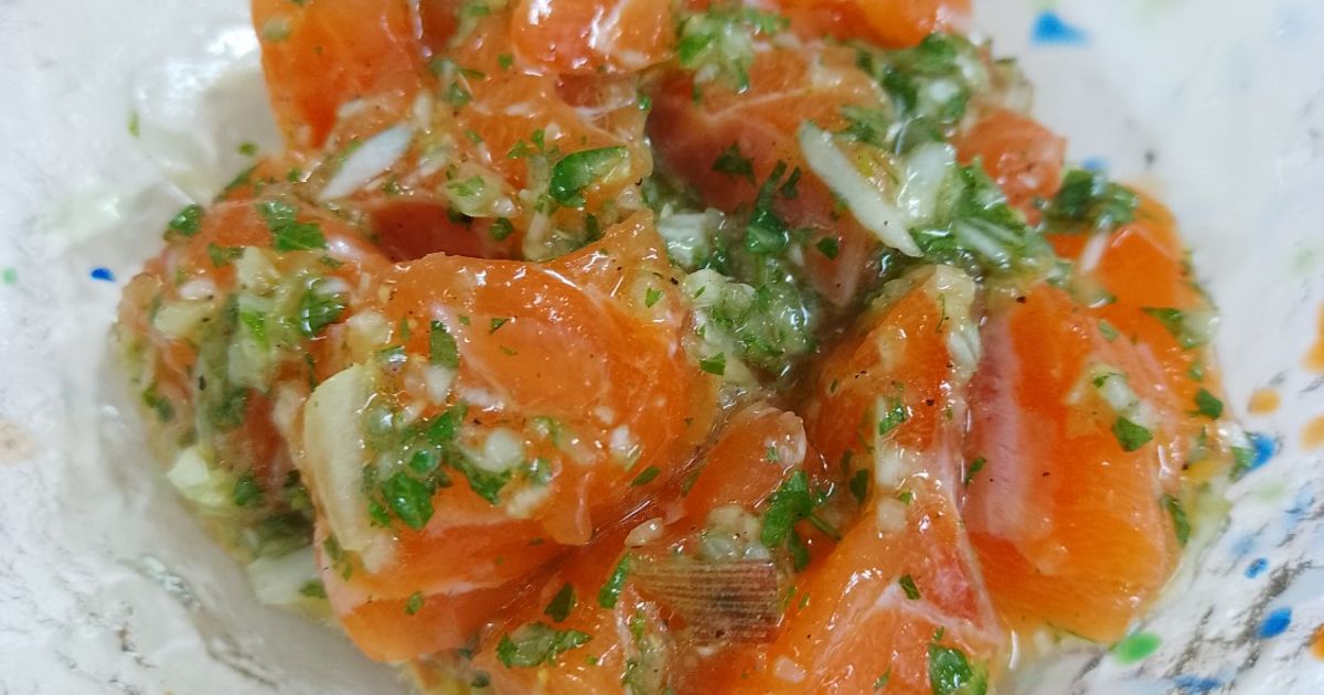 ネギサーモン様 簡単！サーモンのネギ塩にんにく和え by にゃんだふるキッチン