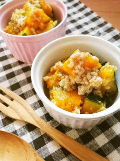 レンジで簡単☆かぼちゃの塩そぼろ煮。-レシピのメイン写真