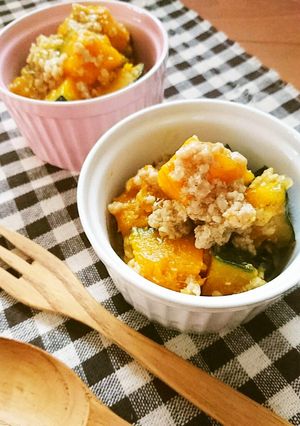 レンジで簡単☆かぼちゃの塩そぼろ煮。-レシピのメイン写真