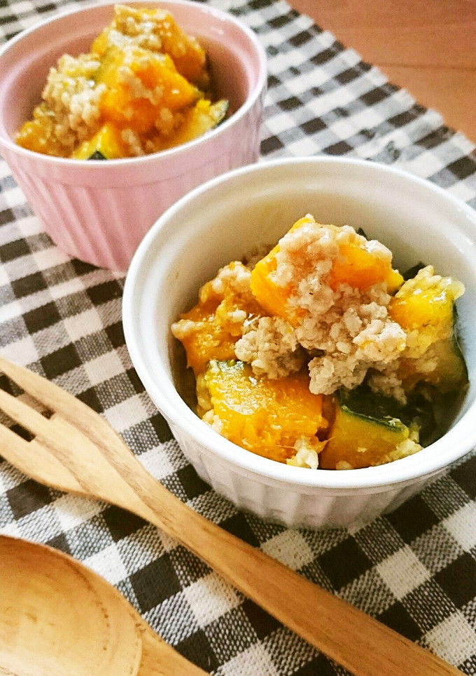 レンジで簡単☆かぼちゃの塩そぼろ煮。-レシピのメイン写真