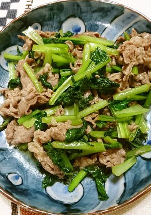 小松菜と豚肉のオイスターソース炒め-レシピのメイン写真