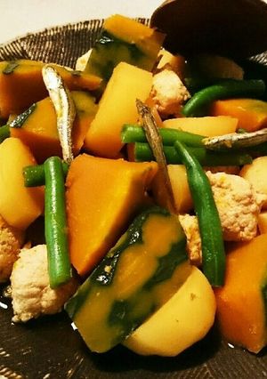 鶏だんご.かぼちゃ.じゃがのほっくり煮-レシピのメイン写真