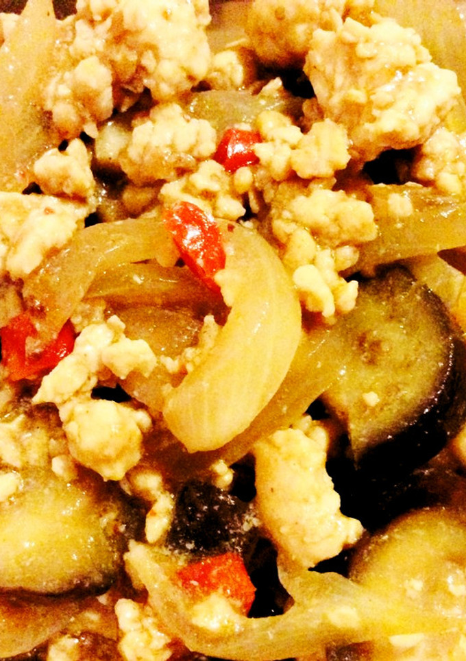 【旬の味覚】秋茄子の鶏そぼろ炒め-レシピのメイン写真