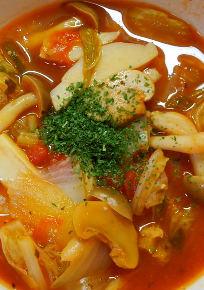 簡単♪白菜とセロリ きのこのトマト煮込み-レシピのメイン写真
