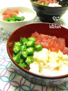 サクネバ♡おくら山芋まぐろ丼♡-レシピのメイン写真