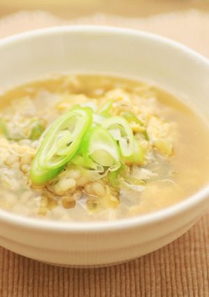 蒸しもち麦のたまごスープ-レシピのメイン写真