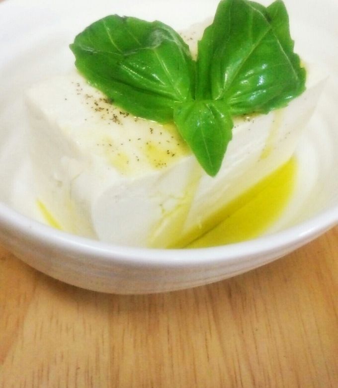 ブラペ塩漬け豆腐のバジルオリーブ* by みっくママ 【クックパッド