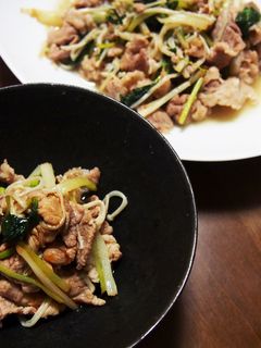 簡単!スピードおかず♡根三ツ葉と豚肉炒め-レシピのメイン写真