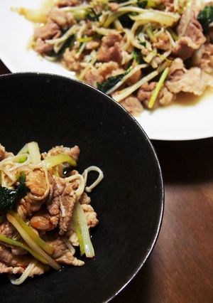 簡単！スピードおかず♡根三ツ葉と豚肉炒め-レシピのメイン写真