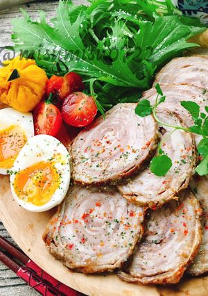 豚切り落とし肉でぐるぐる巻きチャーシュー-レシピのメイン写真
