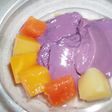 カシス豆腐?!たっぷりフルーツと一緒に♪