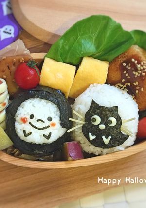 ハロウィン★黒猫★オバケ♫簡単♩キャラ弁-レシピのメイン写真