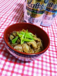 白滝と茄子、鶏皮のガリ炒め煮-レシピのメイン写真
