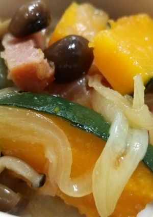 かぼちゃベーコン玉しめじ☆からし醤油煮-レシピのメイン写真