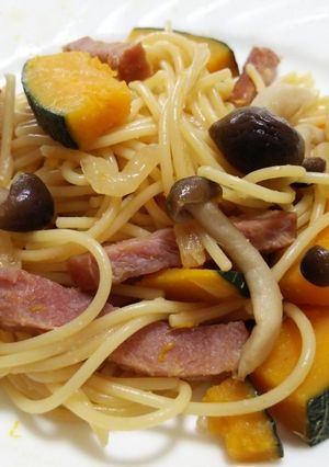 かぼちゃ＆ベーコン☆和風からしマヨパスタ-レシピのメイン写真
