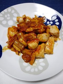 ダイエット!ムネ肉とレンコンのキムチ炒め-レシピのメイン写真