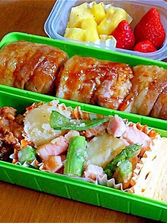 ♥肉巻きおにぎり弁当♥-レシピのメイン写真