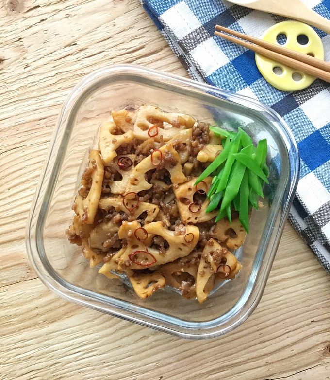 常備菜、レンコンと挽き肉の甘酢炒め。-レシピのメイン写真