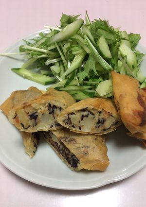 簡単‼️春巻の皮でひじきの煮物リメイク-レシピのメイン写真