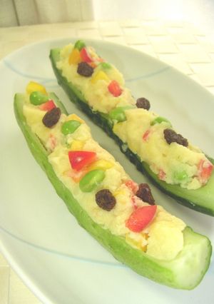 ◇ポテトサラダinきゅうりボート◇-レシピのメイン写真