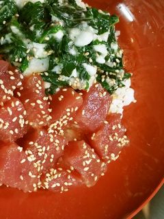 マグロと♪モロヘイヤ♪山芋の丼♪-レシピのメイン写真