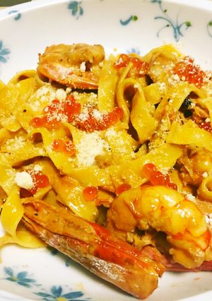 海老とイクラのトマトクリームパスタ-レシピのメイン写真