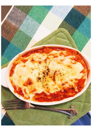 餃子の皮で♪こんがりチーズ簡単ラザニア✨-レシピのメイン写真
