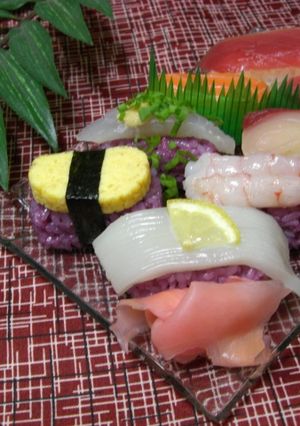 白いネタを♡♥カシス飯で♥♡握り一丁♪♪-レシピのメイン写真