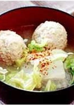 ほっとする味♡白菜と鶏団子のお味噌汁-レシピのメイン写真