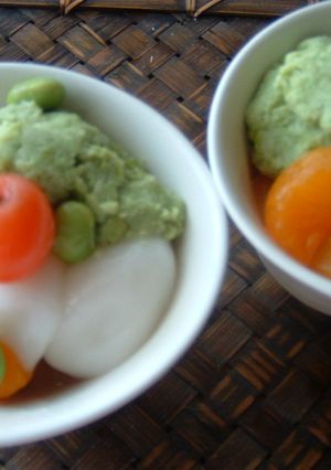 ◇◆◇白玉入りみつ豆・枝豆餡のせ◇◆◇-レシピのメイン写真