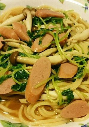 しめじと豆苗の和風スープパスタ*-レシピのメイン写真