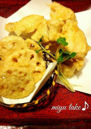 鮭の白子の天麩羅♪蓮根添え-レシピのメイン写真