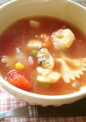 シーフードとトマトのパスタスープ-レシピのメイン写真