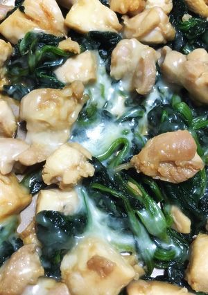 とろけるチーズ×鶏肉とほうれん草炒め-レシピのメイン写真