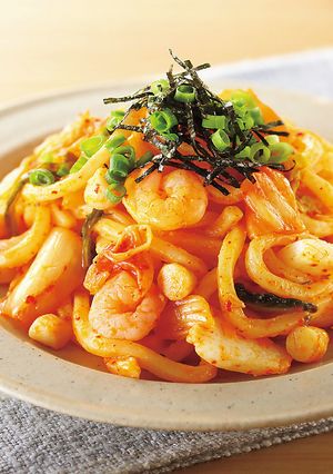 キムチとシーフードの焼きうどん-レシピのメイン写真