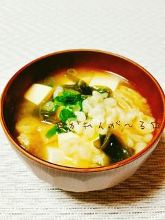 ♡豆腐とわかめと天かすのお味噌汁♡-レシピのメイン写真