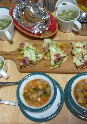 ♦イースト無しピザ☺イタリアン夕食♦-レシピのメイン写真