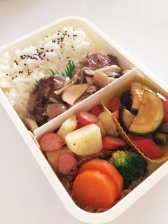 毎日男弁当⁂きのこの和風ハンバーグ弁当-レシピのメイン写真
