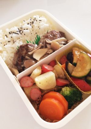 毎日男弁当⁂きのこの和風ハンバーグ弁当-レシピのメイン写真