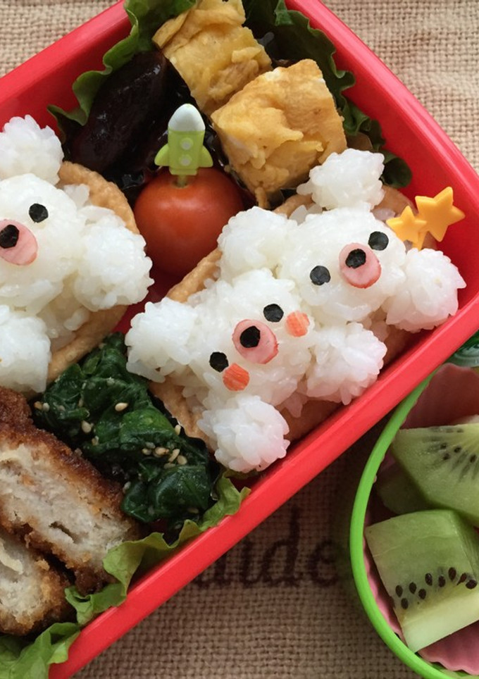 キャラ弁 お稲荷でしろくま-レシピのメイン写真