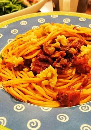 オリーブ香る♪ベーコントマトソースパスタ-レシピのメイン写真