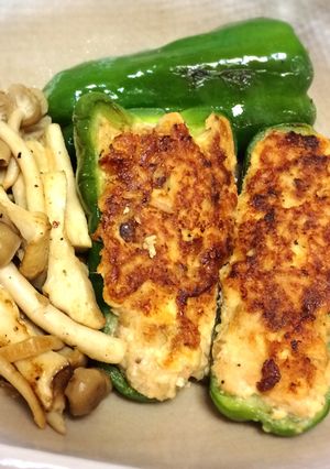 【簡単】豆腐&ツナでピーマンの肉詰め風-レシピのメイン写真