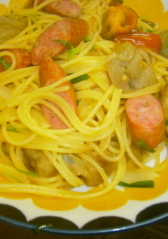 ソーセージとなすのパスタ　柚子胡椒風味-レシピのメイン写真
