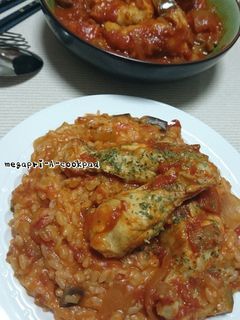 変身!手羽元のトマト煮込みからのリゾット-レシピのメイン写真