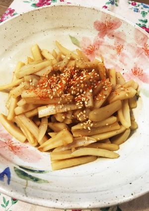 穴のない縦切り蓮根きんぴら♪-レシピのメイン写真