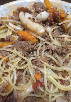大きめ野菜のミートソースパスタ-レシピのメイン写真