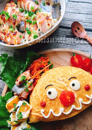 カレー炒飯でカレーパンマンオムライス-レシピのメイン写真